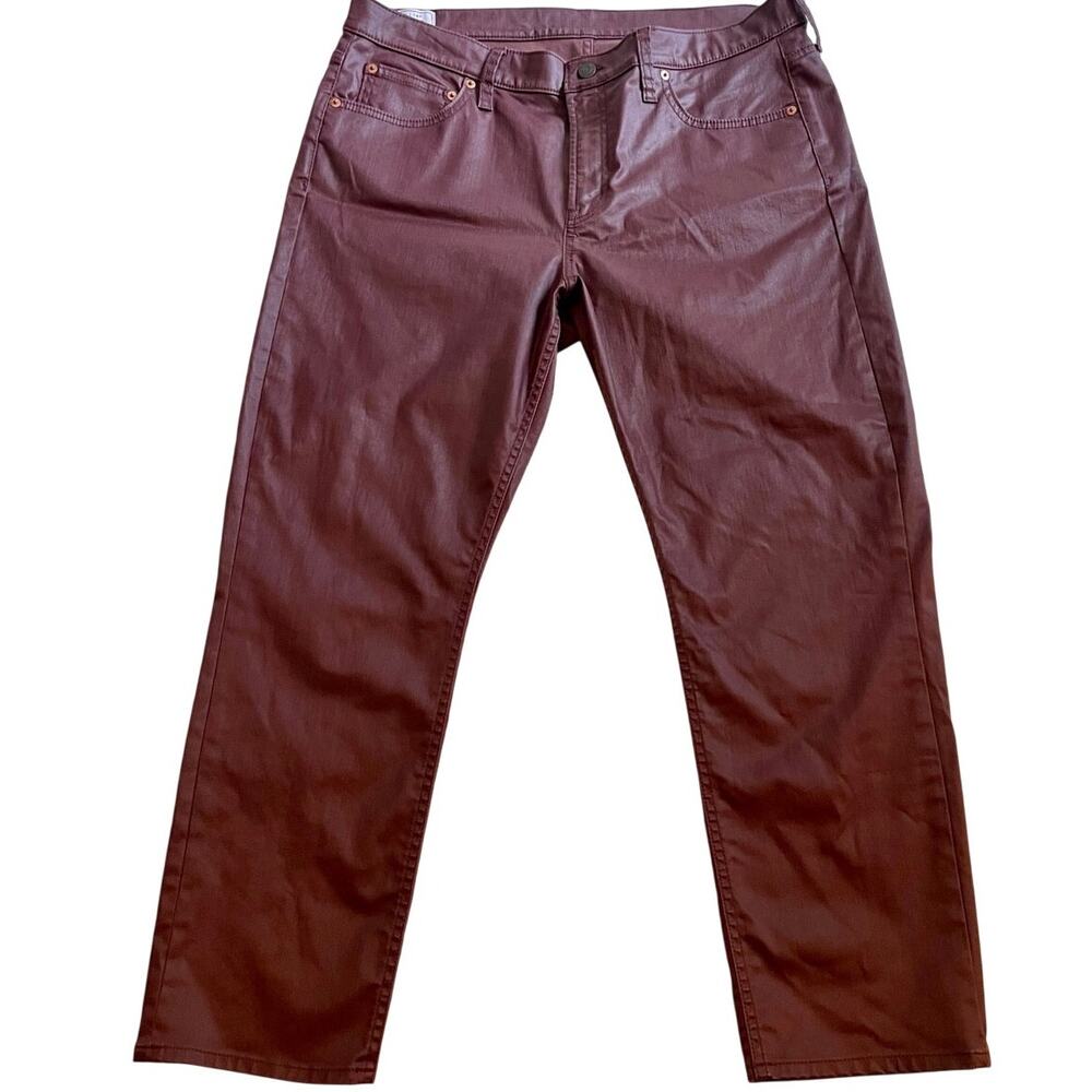 GAP Vintage Slim Mid Rise Coated Pants Burgundy Oxblood 33 16R